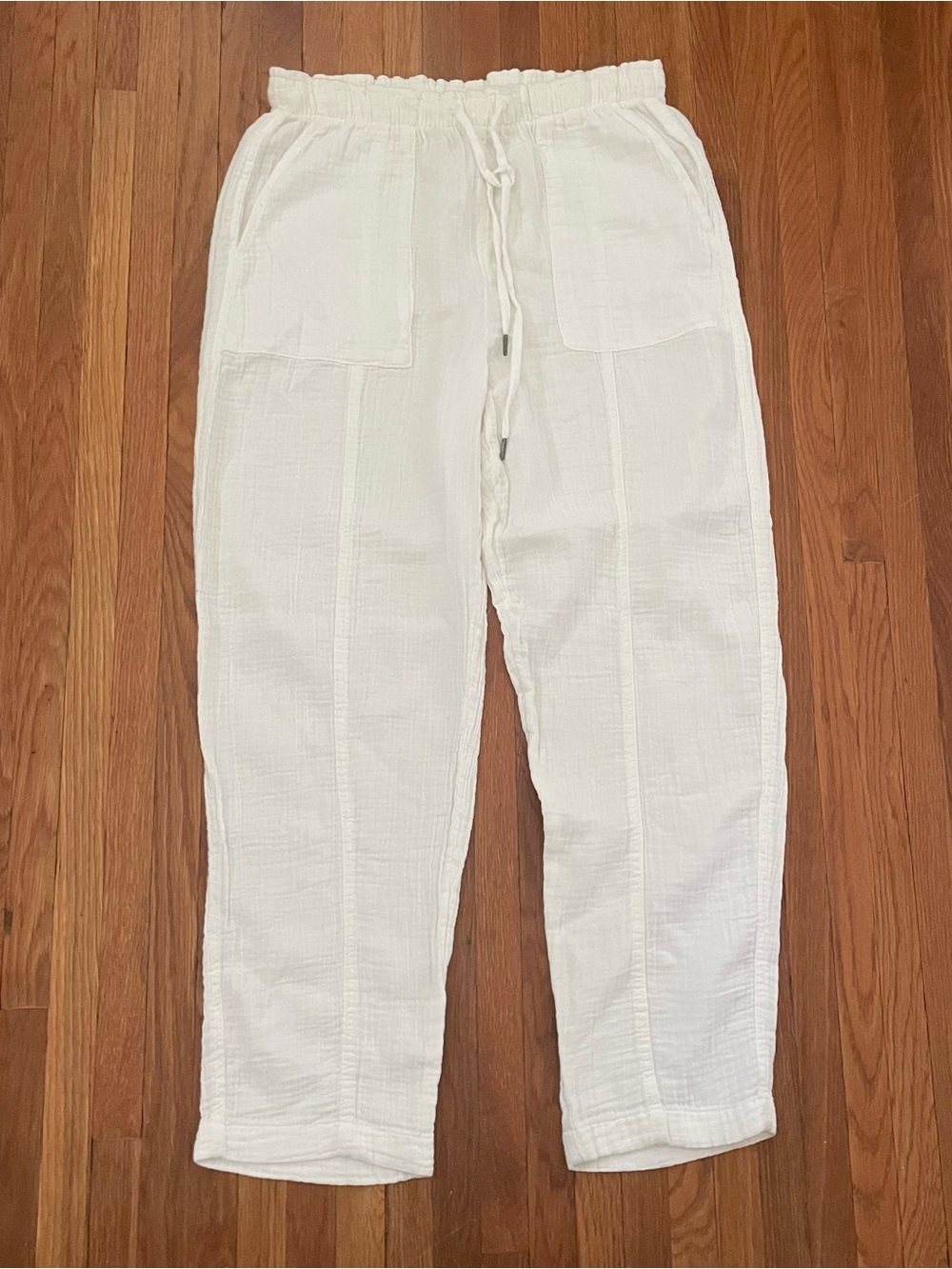 GAP White Drawstring Gaize Cotton Pants